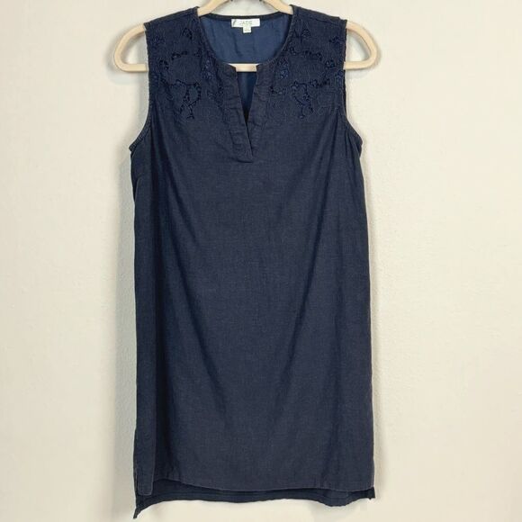 Jade Melody Tam Navy Linen Blend Shift Dress S - Picture 1 of 7